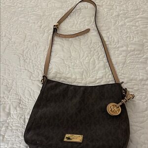 Michael Kors Chocolate and Tan Crossbody Bag